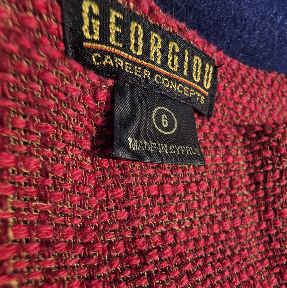 Georgiou Red & Brown Tweed Skirt, Size 6